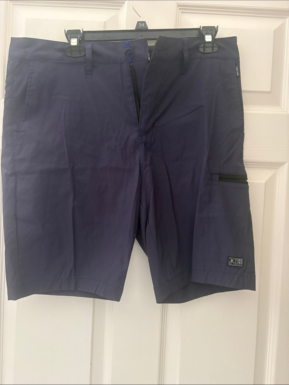 Men's Navy Cargo Shorts with Zip Pocket